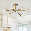Modern 6-Light Sputnik Flush Mount Ceiling Light Fixture in Satin Gold 0