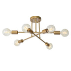 Modern 6-Light Sputnik Flush Mount Ceiling Light Fixture in Satin Gold 2