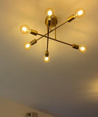 Modern 6-Light Sputnik Flush Mount Ceiling Light Fixture in Satin Gold 3