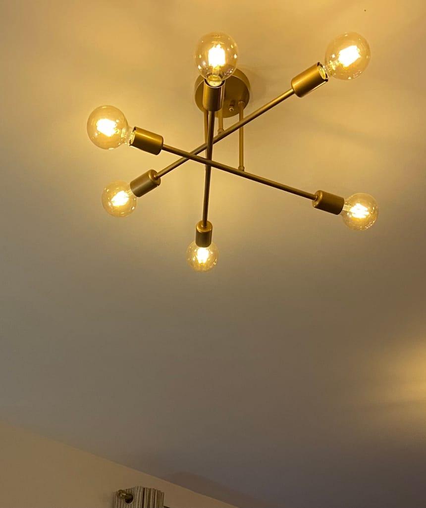 Modern 6-Light Sputnik Flush Mount Ceiling Light Fixture in Satin Gold 3