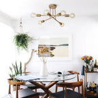 Modern 6-Light Sputnik Flush Mount Ceiling Light Fixture in Satin Gold 6