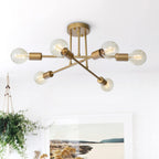 Modern 6-Light Sputnik Flush Mount Ceiling Light Fixture in Satin Gold 7