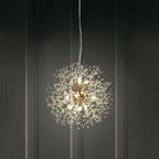 Modern 9-Light Brass Finish Sputnik Chandelier Light with Adjustable Cable 1