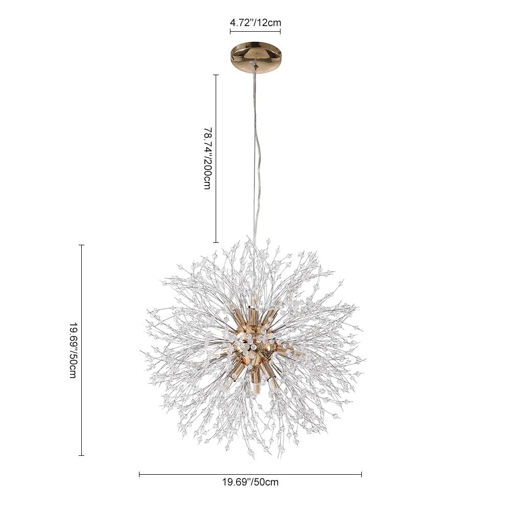 Modern 9-Light Brass Finish Sputnik Chandelier Light with Adjustable Cable 3