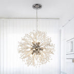 Modern 9-Light Brass Finish Sputnik Chandelier Light with Adjustable Cable 5