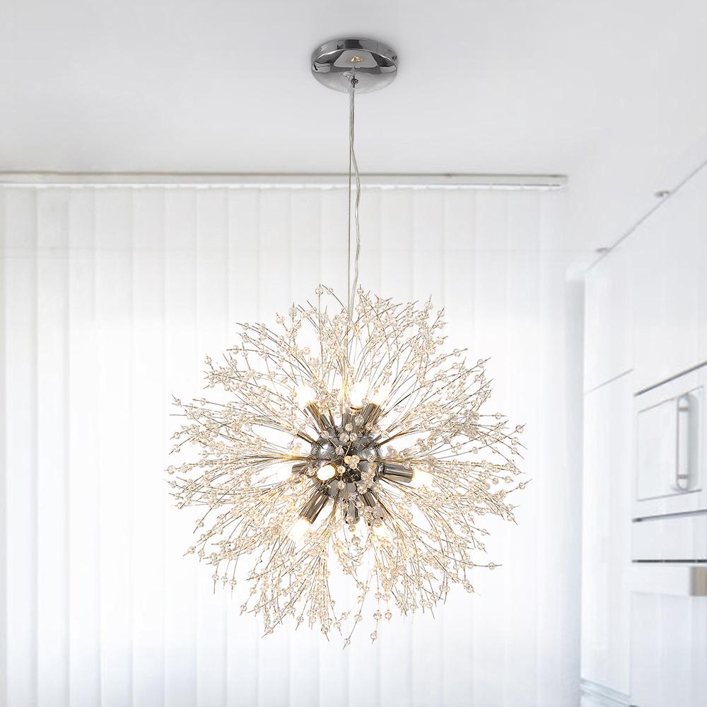 Modern 9-Light Brass Finish Sputnik Chandelier Light with Adjustable Cable 5