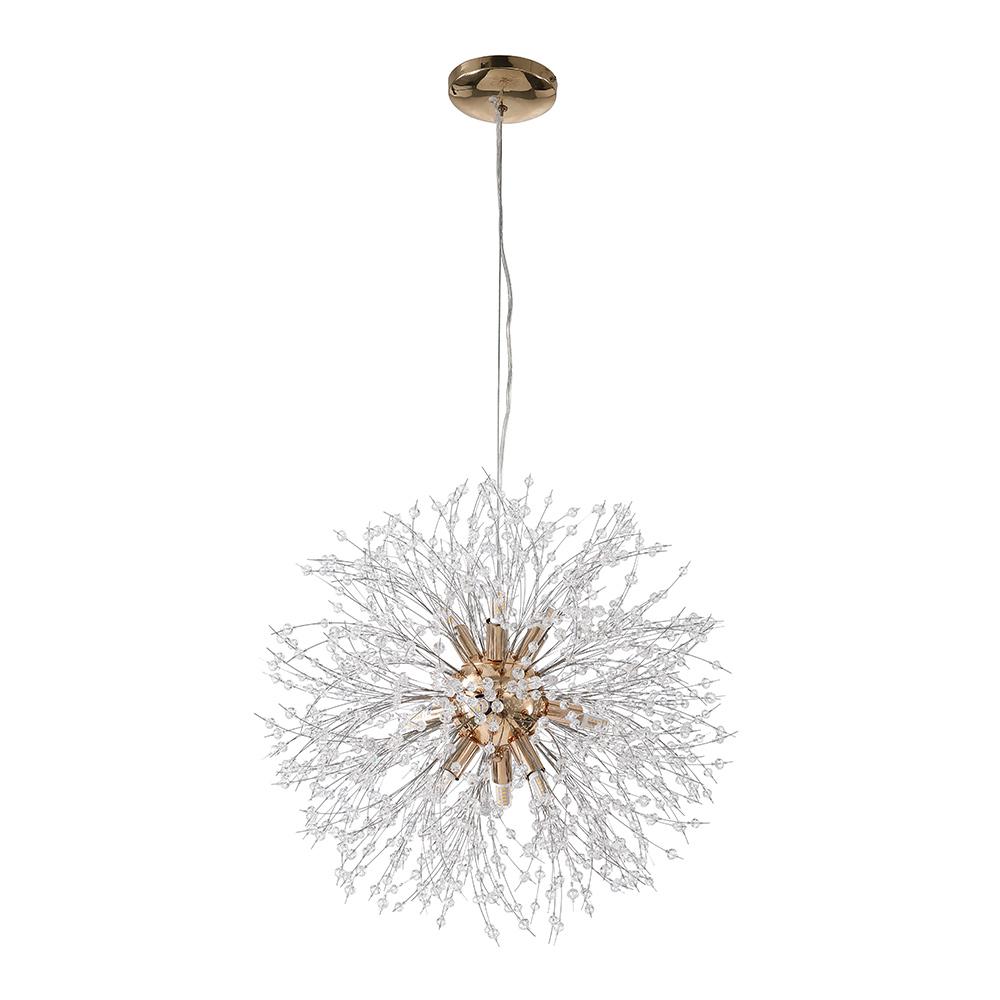 Modern 9-Light Brass Finish Sputnik Chandelier Light with Adjustable Cable 7