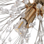 Modern 9-Light Brass Finish Sputnik Chandelier Light with Adjustable Cable 9