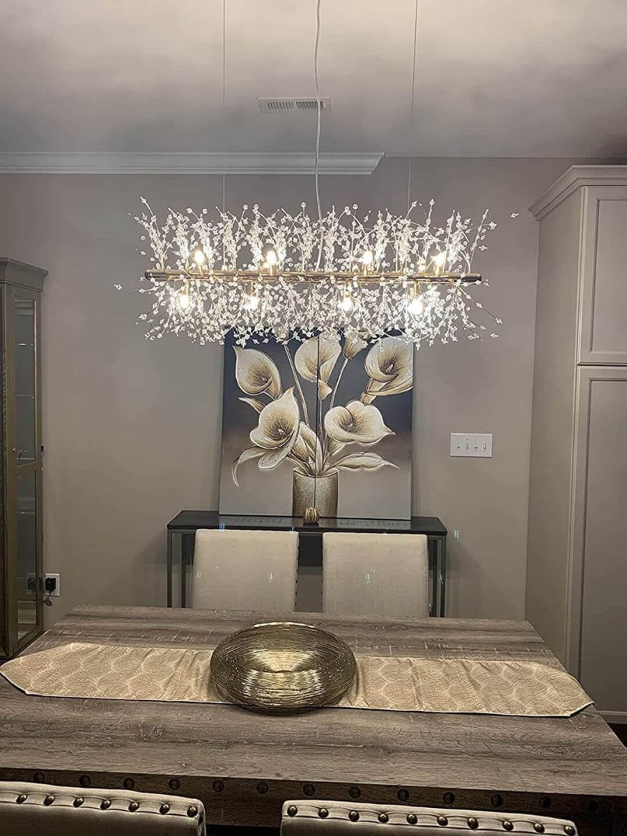 Modern 9-Light Chandelier with Chrome Finish and Adjustable Cords for Dining Room 0
