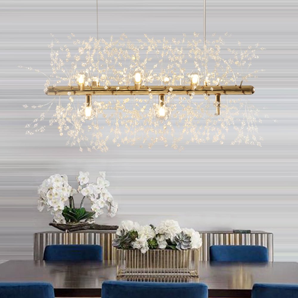 Modern 9-Light Chandelier with Chrome Finish and Adjustable Cords for Dining Room 1
