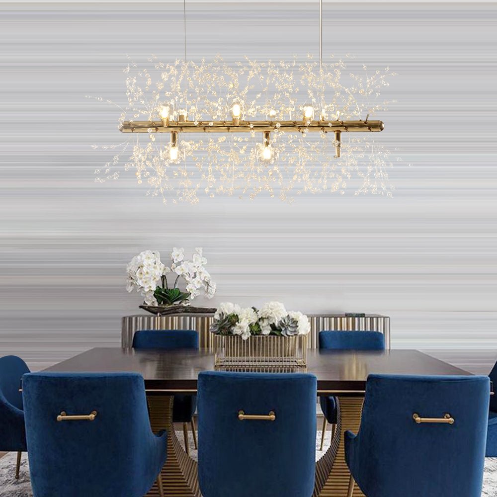 Modern 9-Light Chandelier with Chrome Finish and Adjustable Cords for Dining Room 2