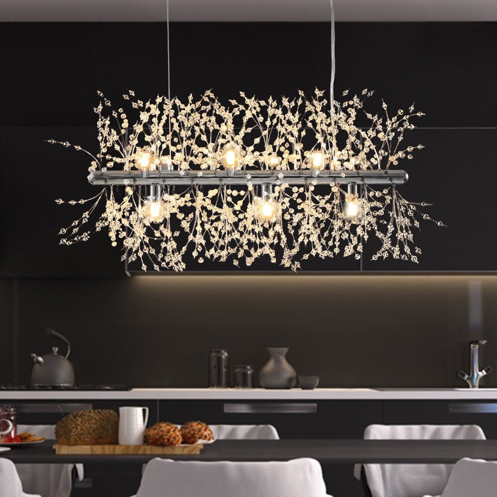 Modern 9-Light Chandelier with Chrome Finish and Adjustable Cords for Dining Room 3