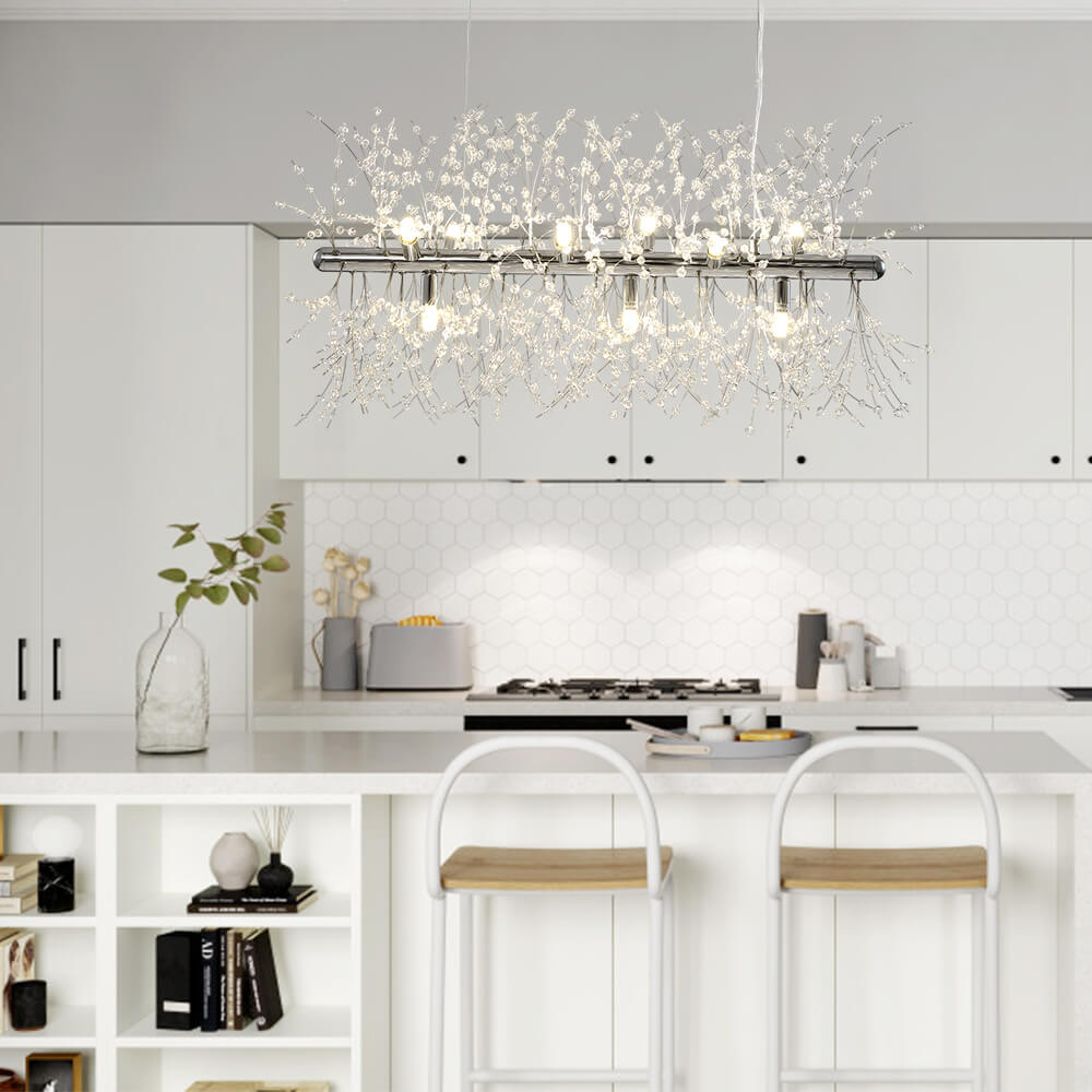 Modern 9-Light Chandelier with Chrome Finish and Adjustable Cords for Dining Room 4