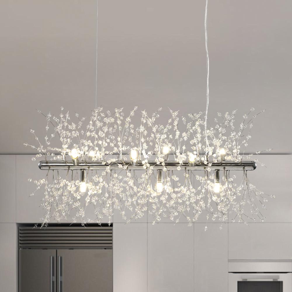 Modern 9-Light Chandelier with Chrome Finish and Adjustable Cords for Dining Room 5