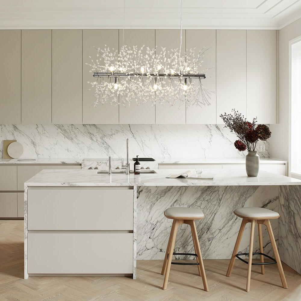 Modern 9-Light Chandelier with Chrome Finish and Adjustable Cords for Dining Room 6