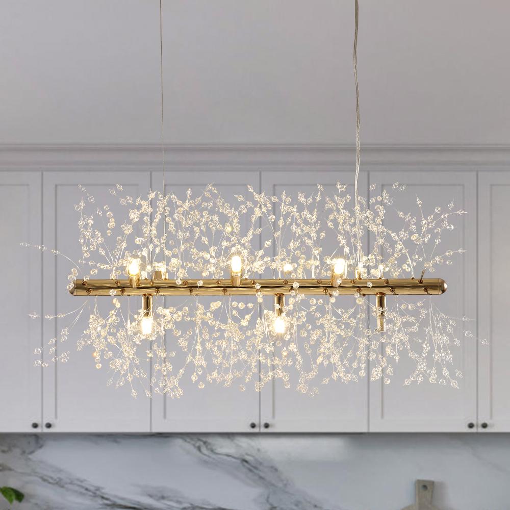 Modern 9-Light Chandelier with Chrome Finish and Adjustable Cords for Dining Room 7