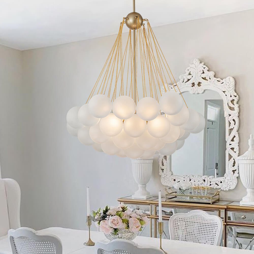 Modern Black Bubble Chandelier Light with Three Glass Shades 0