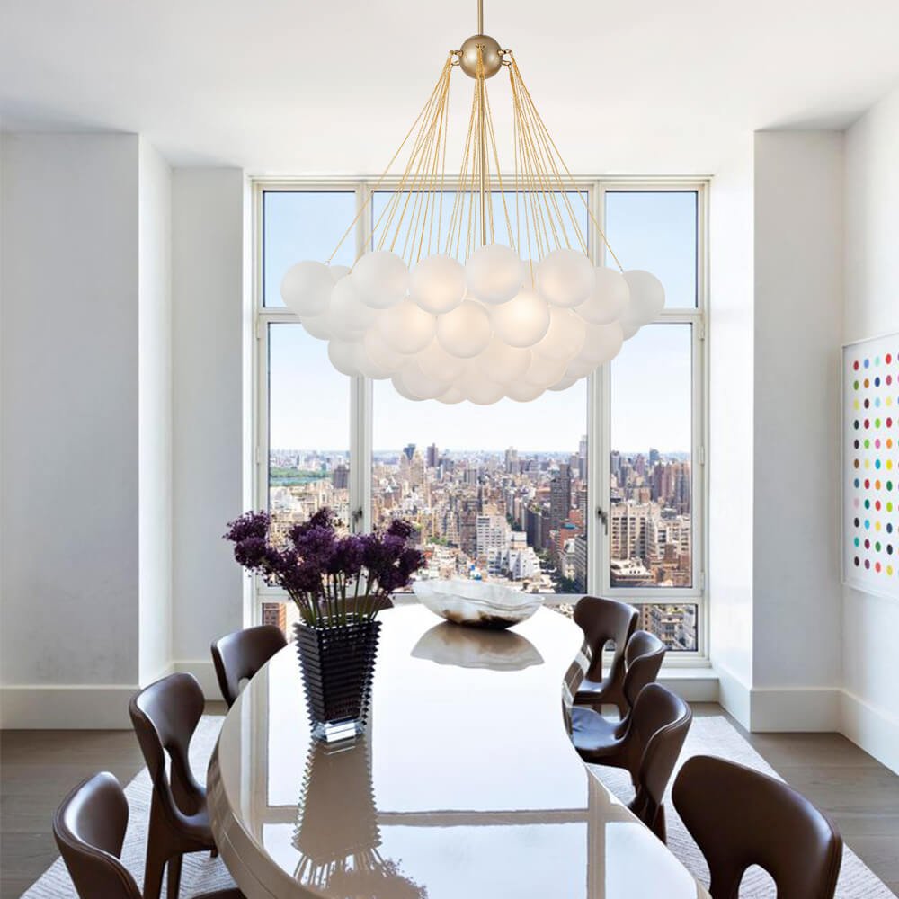 Modern Black Bubble Chandelier Light with Three Glass Shades 3