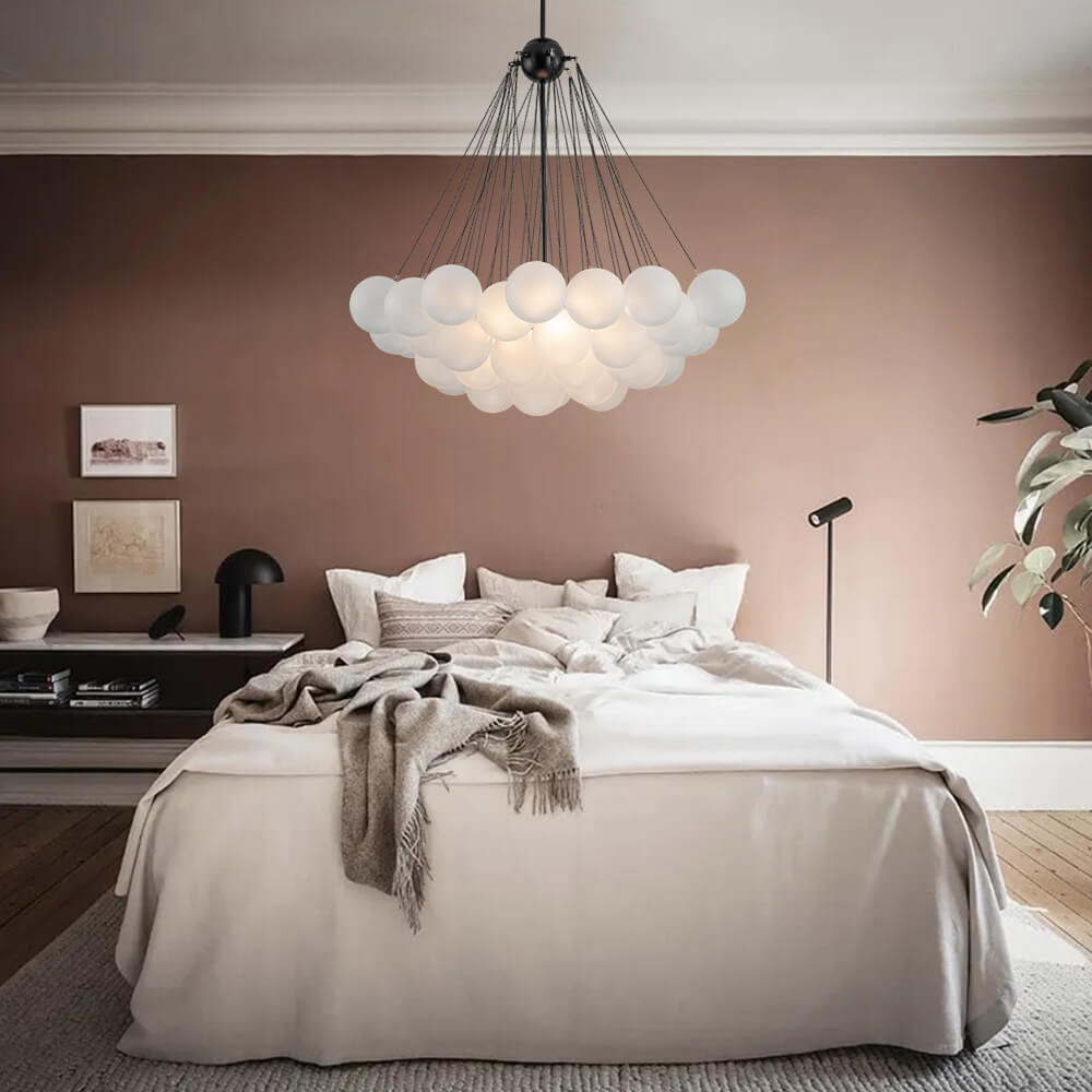 Modern Black Bubble Chandelier Light with Three Glass Shades 6