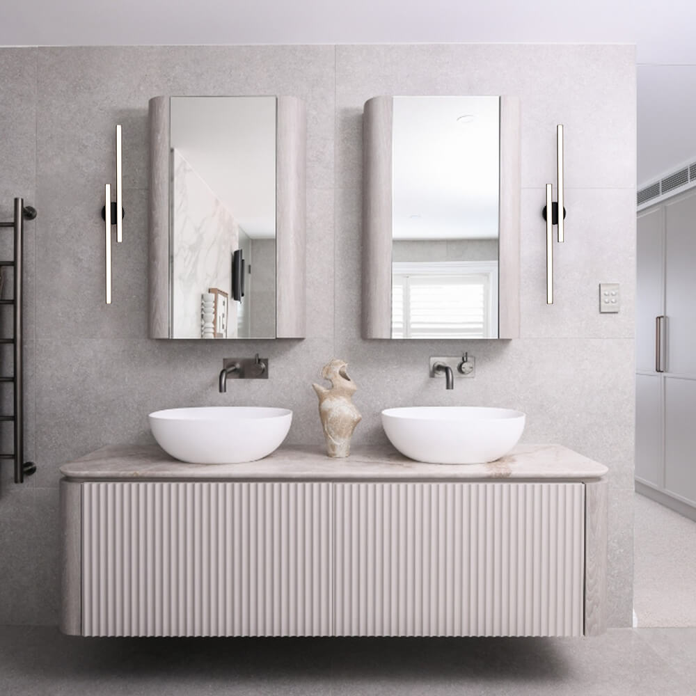 Modern Black LED Flush Mount Bathroom Vanity Light with Adjustable Color Temperature 5