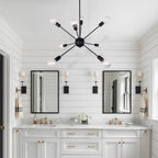 Modern Black Sputnik Chandelier Light with Adjustable Arms and Metal Finish 0