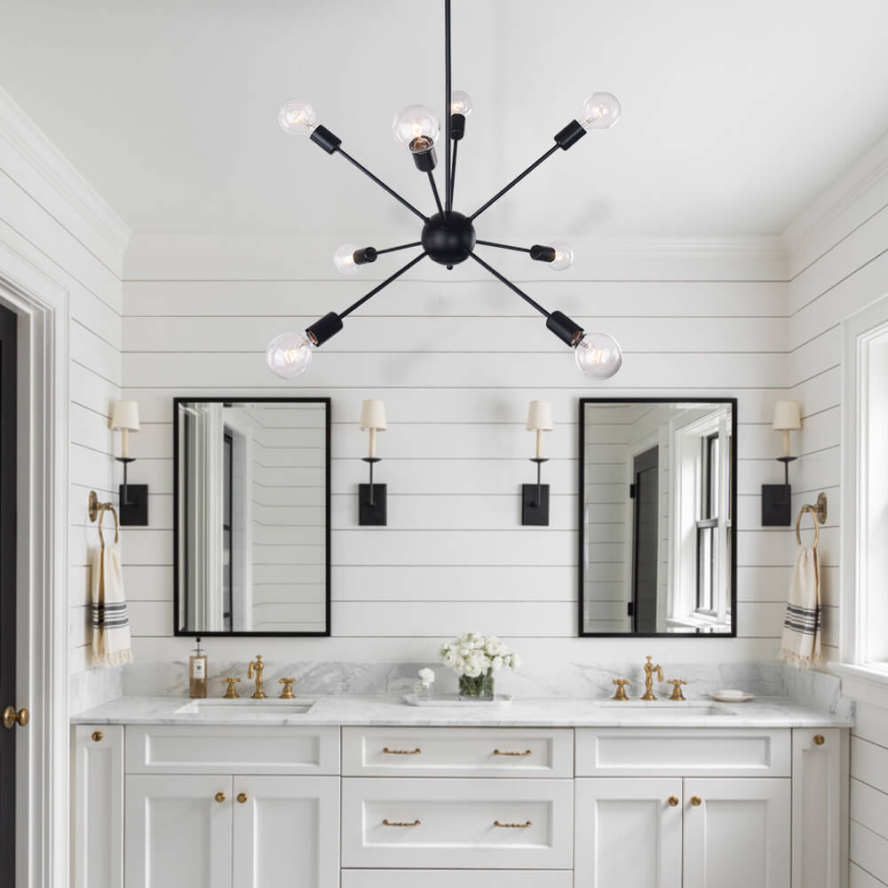 Modern Black Sputnik Chandelier Light with Adjustable Arms and Metal Finish 0