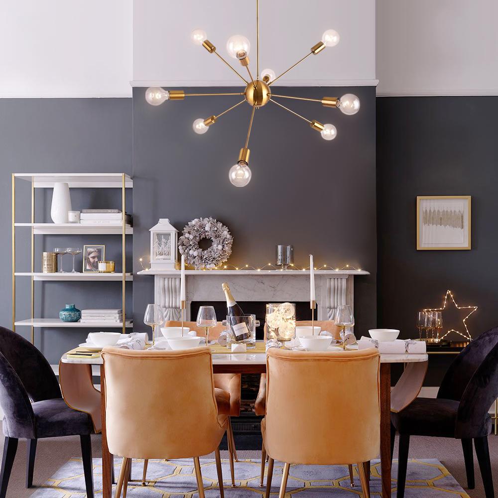 Modern Black Sputnik Chandelier Light with Adjustable Arms and Metal Finish 1