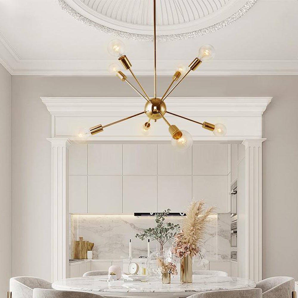Modern Black Sputnik Chandelier Light with Adjustable Arms and Metal Finish 2