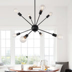 Modern Black Sputnik Chandelier Light with Adjustable Arms and Metal Finish 4