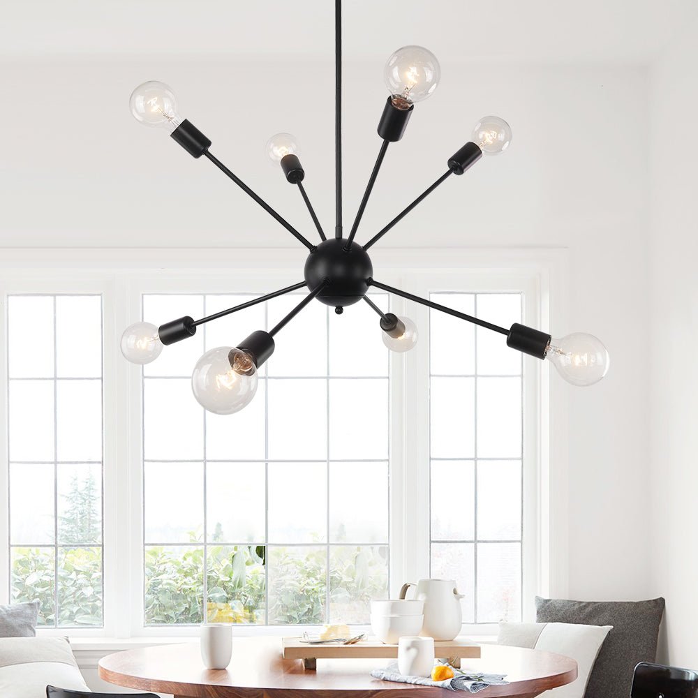 Modern Black Sputnik Chandelier Light with Adjustable Arms and Metal Finish 4