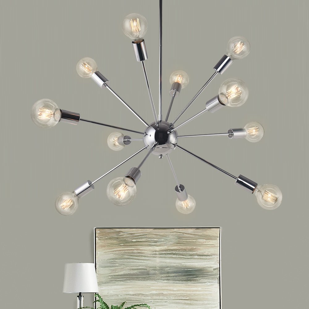 Modern Black Sputnik Chandelier Light with Adjustable Arms and Metal Finish 5