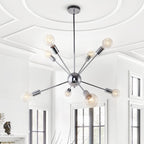 Modern Black Sputnik Chandelier Light with Adjustable Arms and Metal Finish 6