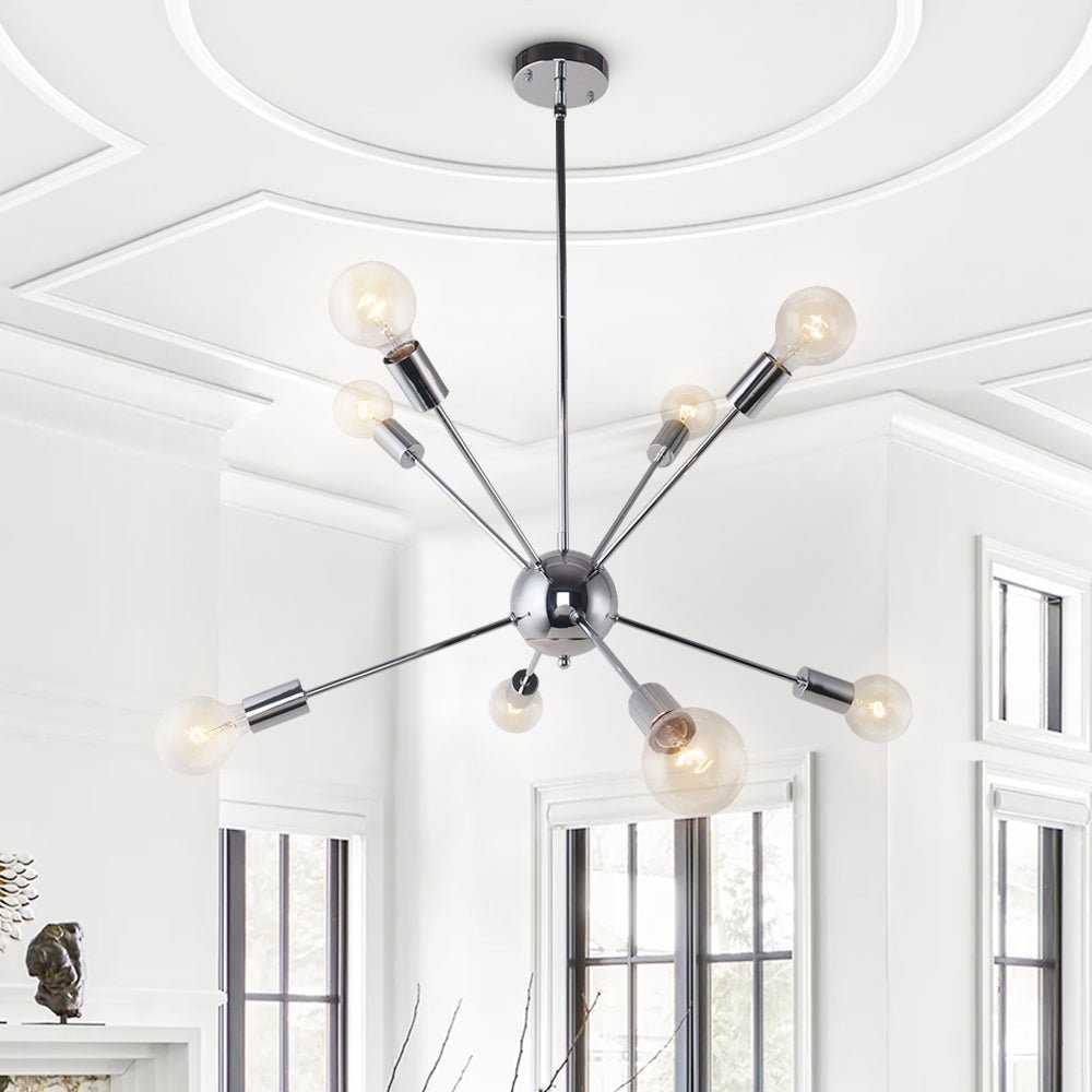 Modern Black Sputnik Chandelier Light with Adjustable Arms and Metal Finish 6