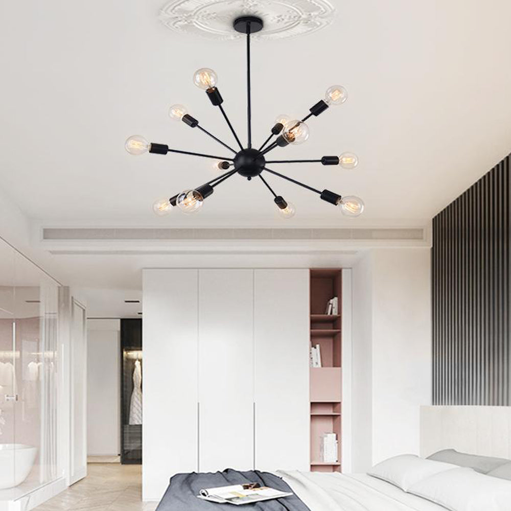 Modern Black Sputnik Chandelier Light with Adjustable Arms and Metal Finish 7