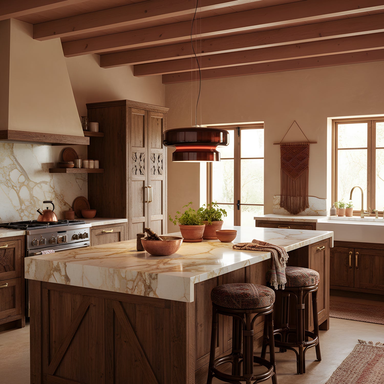 Modern Bohemian Kitchen Pendant Lighting with Clear Glass Shade and Adjustable Height 6