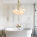 Modern Brass Bubble Chandelier Light with Glass Shades and Adjustable Height 0