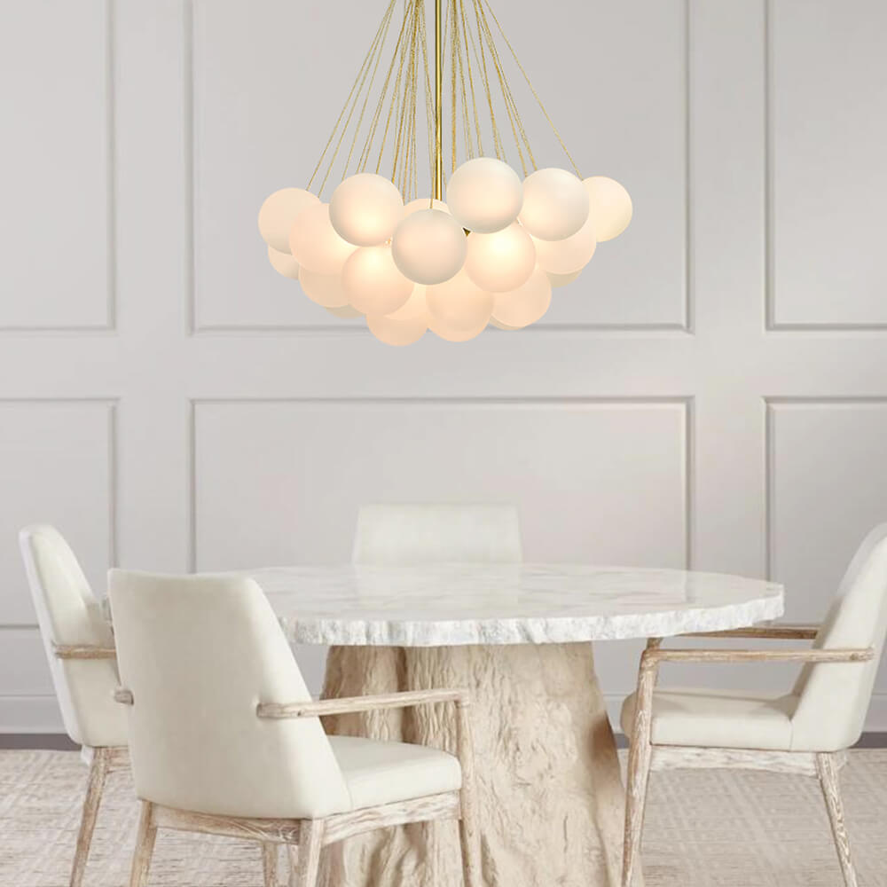 Modern Brass Bubble Chandelier Light with Glass Shades and Adjustable Height 1