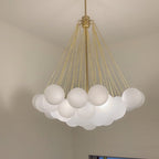 Modern Brass Bubble Chandelier Light with Glass Shades and Adjustable Height 2