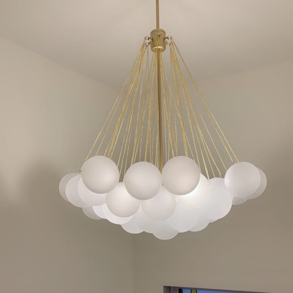 Modern Brass Bubble Chandelier Light with Glass Shades and Adjustable Height 2