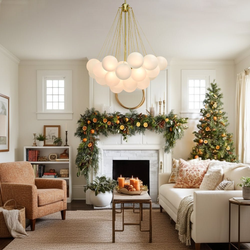 Modern Brass Bubble Chandelier Light with Glass Shades and Adjustable Height 3