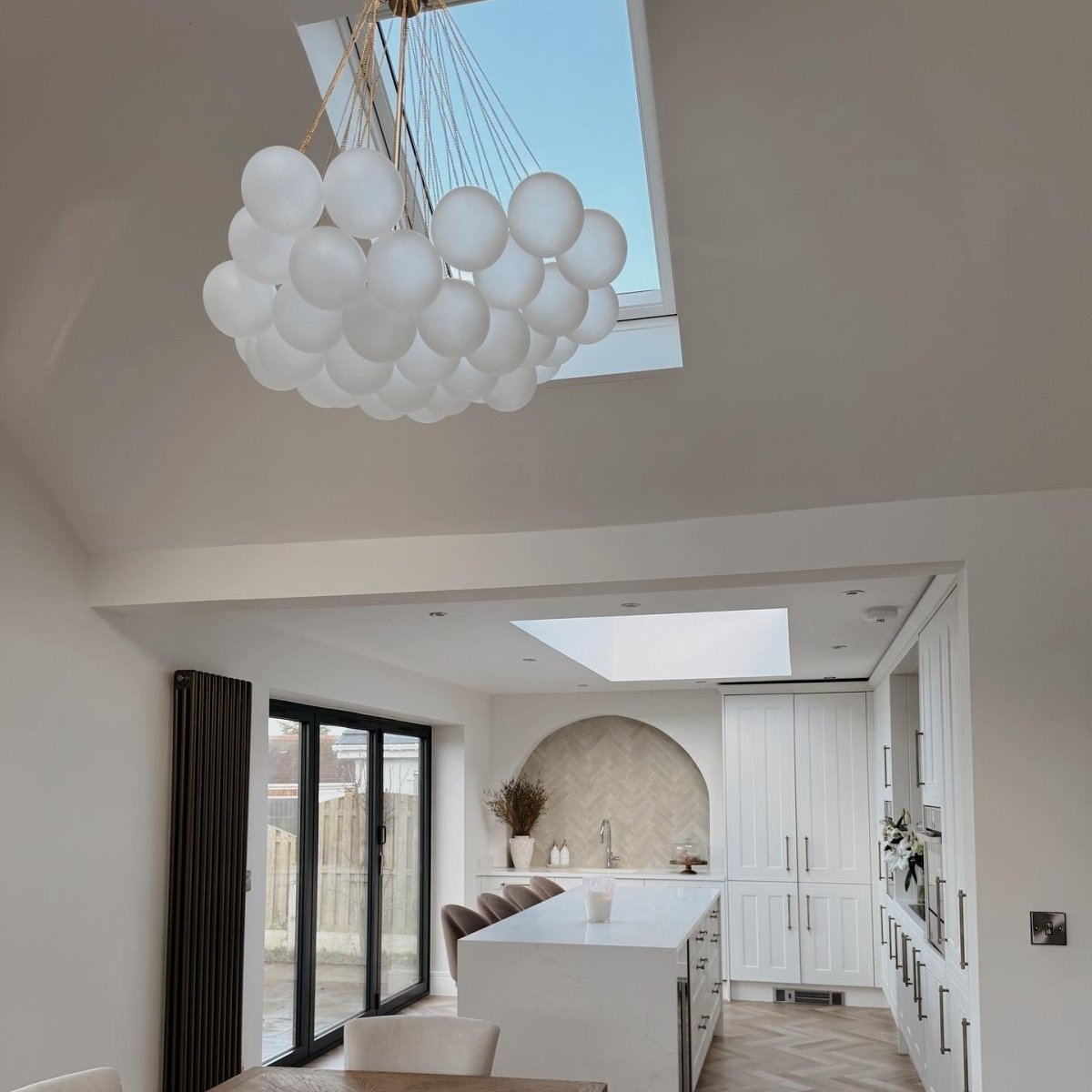 Modern Brass Bubble Chandelier Light with Glass Shades and Adjustable Height 5