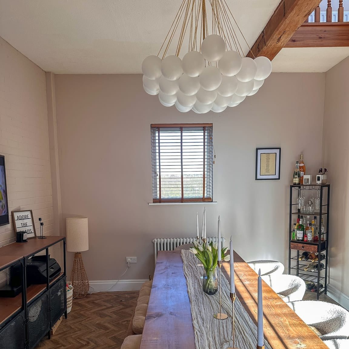 Modern Brass Bubble Chandelier Light with Glass Shades and Adjustable Height 6