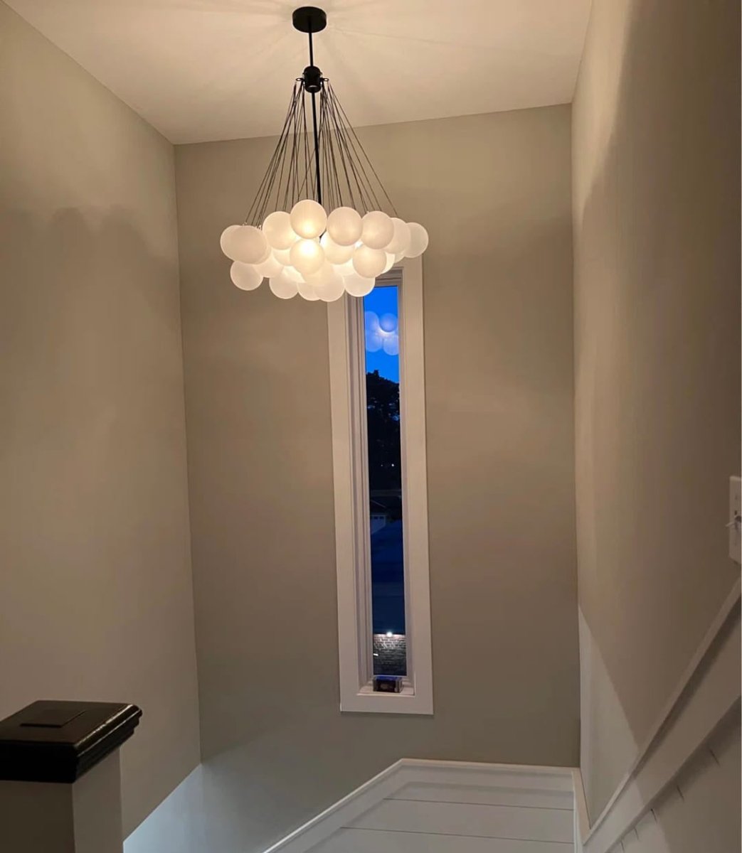 Modern Brass Bubble Chandelier Light with Glass Shades and Adjustable Height 9