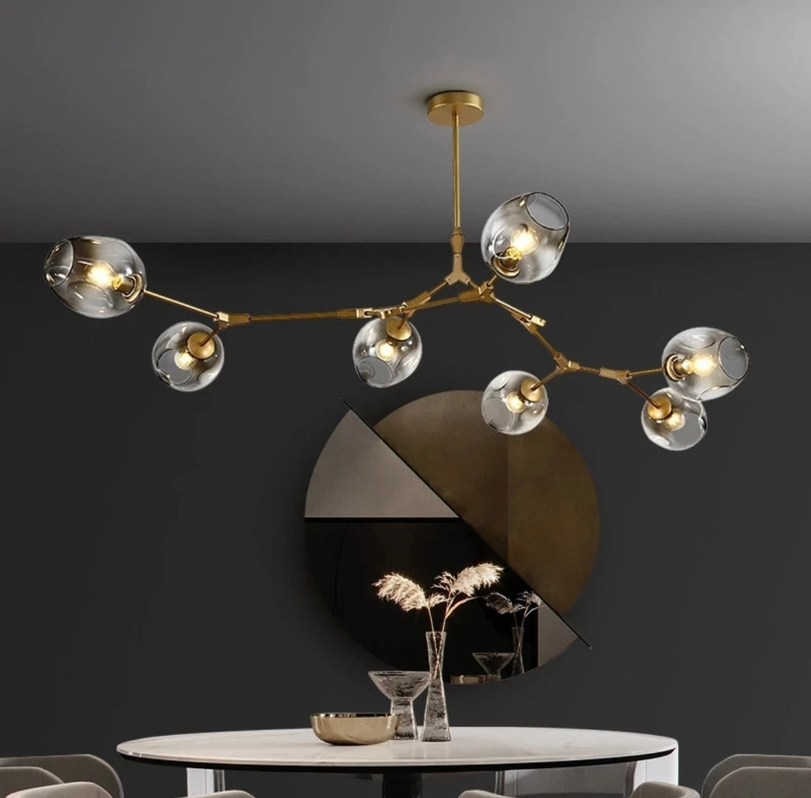 Modern Brass Pendant Light with Clear Glass Shade for Kitchen Lighting 1