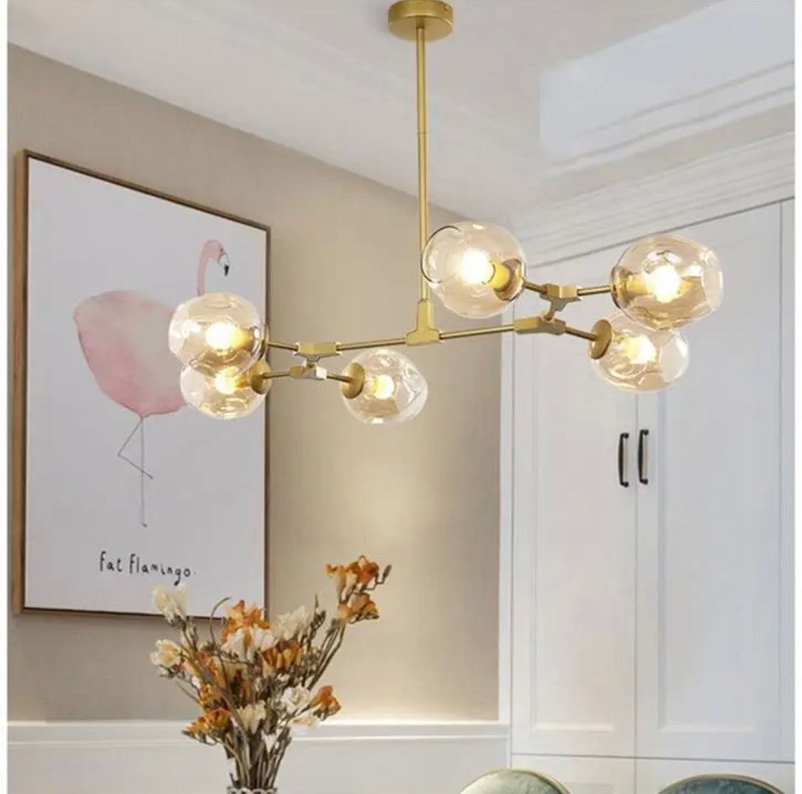 Modern Brass Pendant Light with Clear Glass Shade for Kitchen Lighting 2