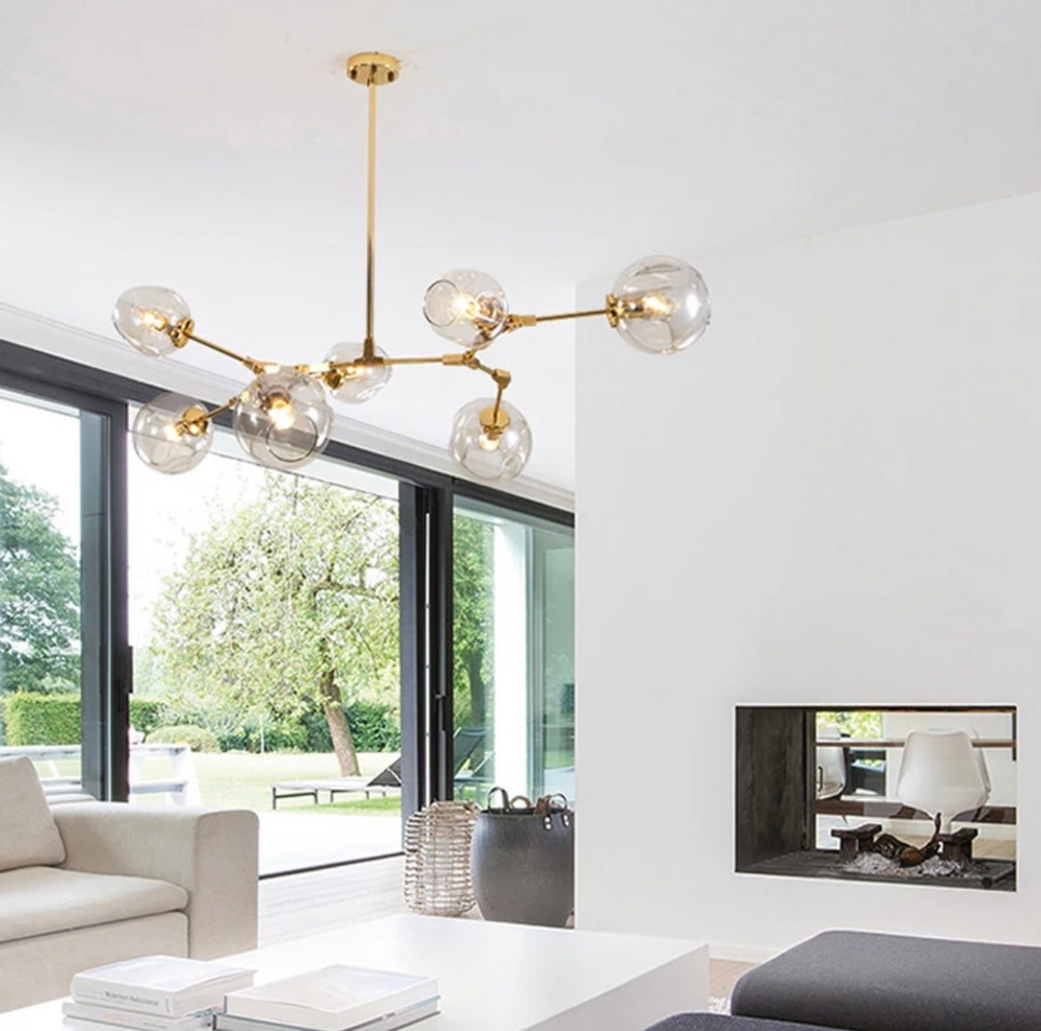 Modern Brass Pendant Light with Clear Glass Shade for Kitchen Lighting 4