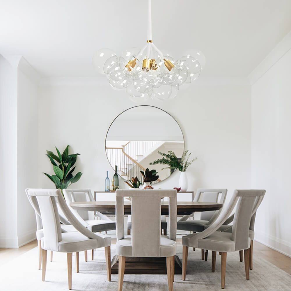 Modern Bubble Chandelier Light with Adjustable Cable and Brass Canopy for Dining Room 0