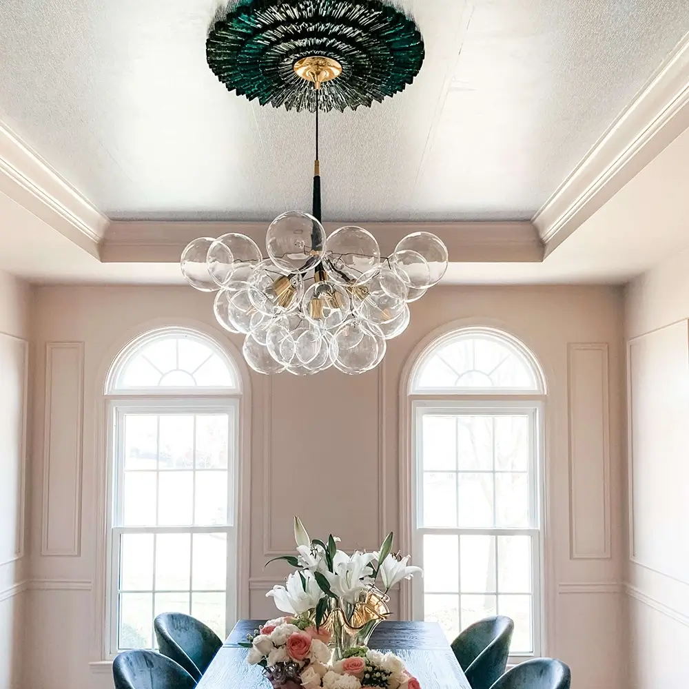 Modern Bubble Chandelier Light with Adjustable Cable and Brass Canopy for Dining Room 1