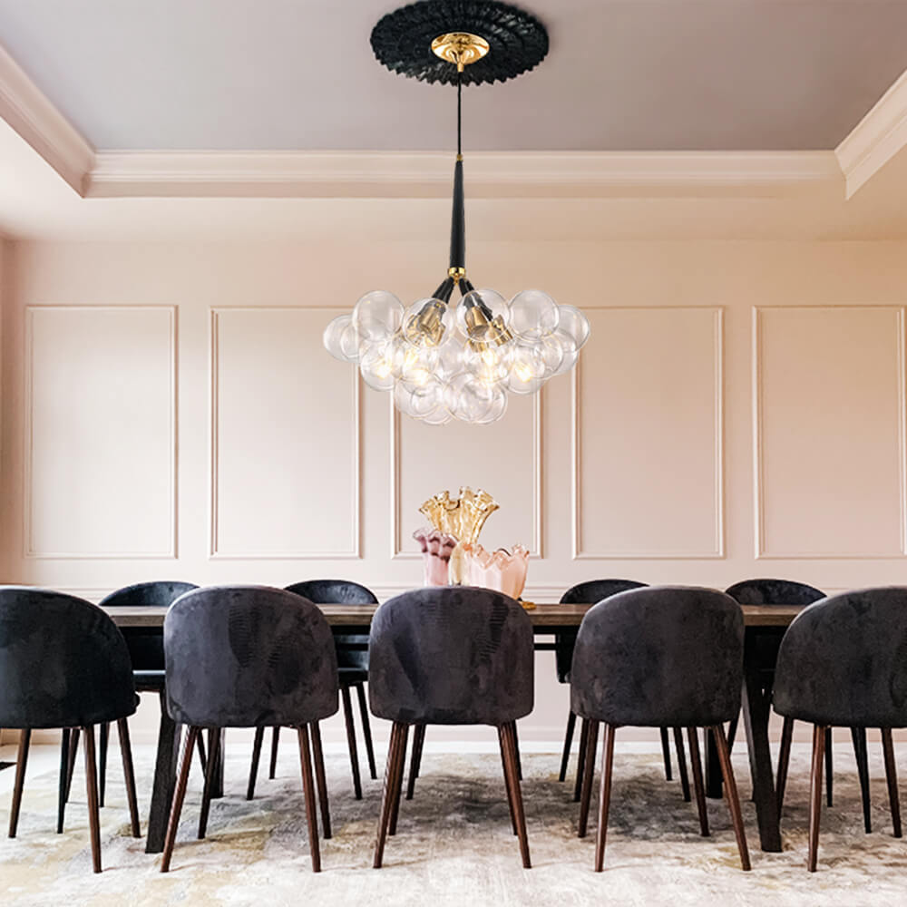Modern Bubble Chandelier Light with Adjustable Cable and Brass Canopy for Dining Room 3