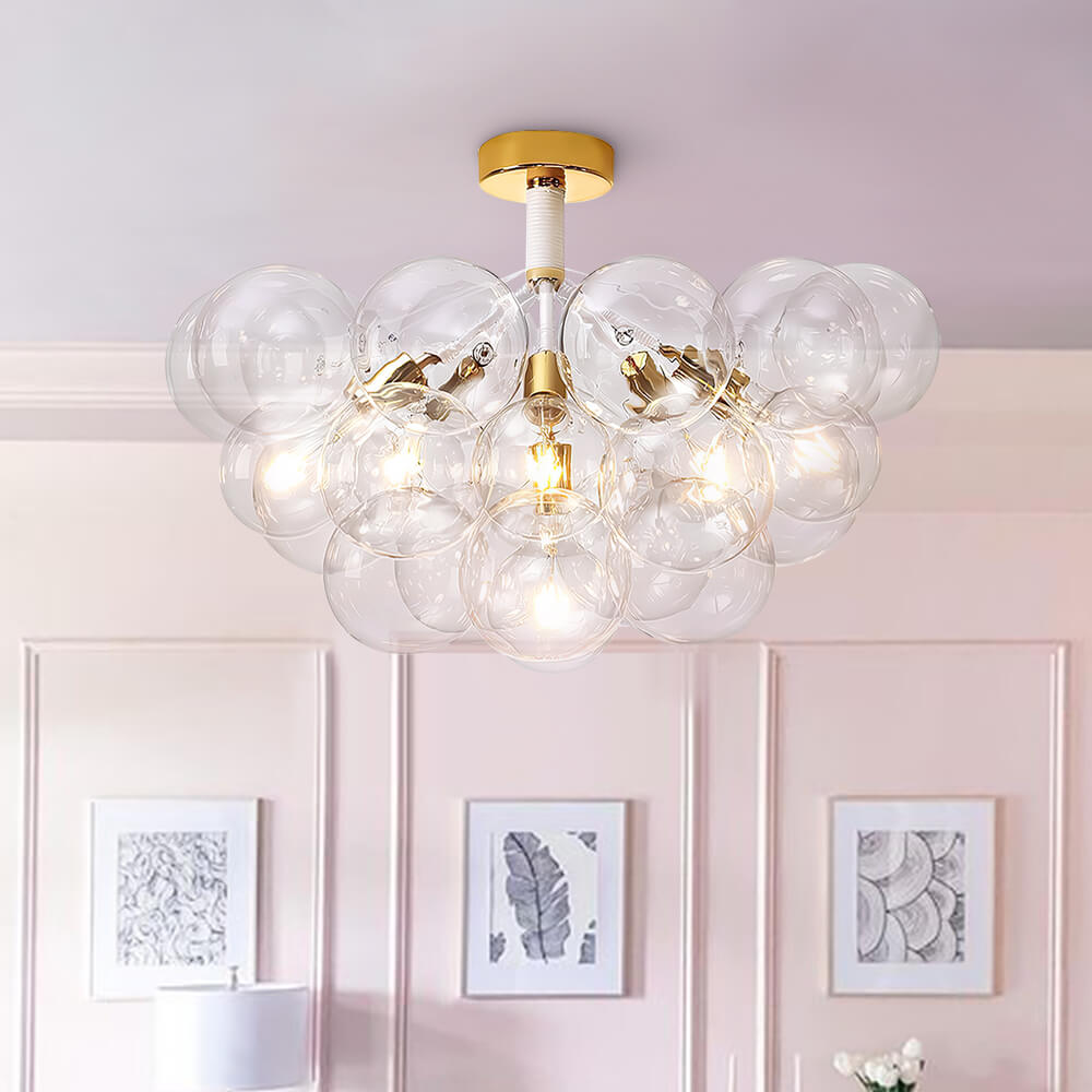 Modern Bubble Chandelier Light with Adjustable Cable and Brass Canopy for Dining Room 5